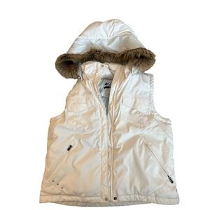 Columbia Hooded Vest with Fur, cream, Women's XL